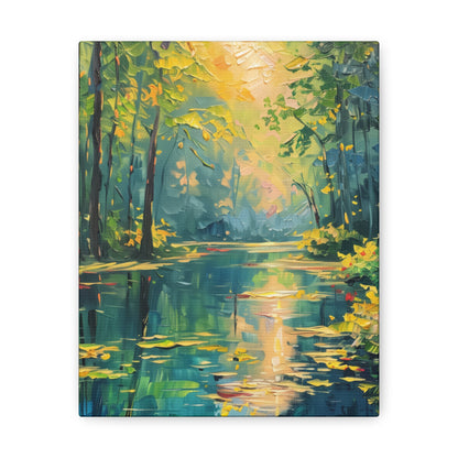 Lake in a Forest - Claude Monet Style Digital Print Canvas Gallery Wraps