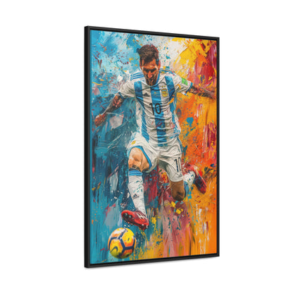 Lionel Messi Playing with Argentina T-Shirt - Canvas Print