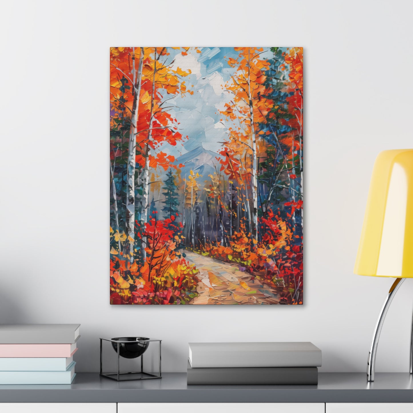 road through autumn forest - Leonid Afremov Style Digital Print Canvas Gallery Wraps