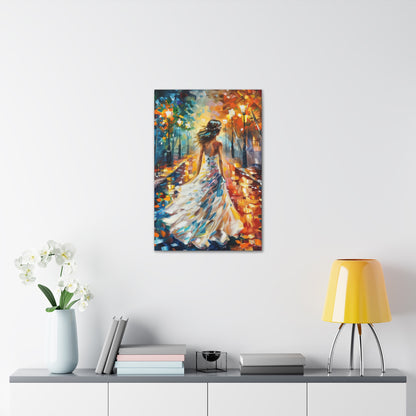 bride walking in the street - Leonid Afremov Style Digital Print Canvas Gallery Wraps