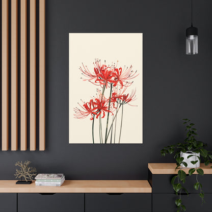 Red Spider Lily Flower Digital Illustration Canvas Gallery Wraps