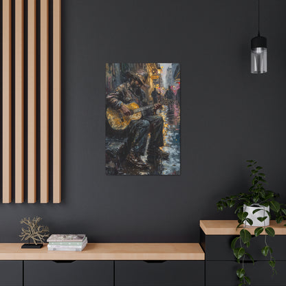 Man Playing Guitar on the Street - Rembrandt Style Digital Oil Painting Canvas Gallery Wraps