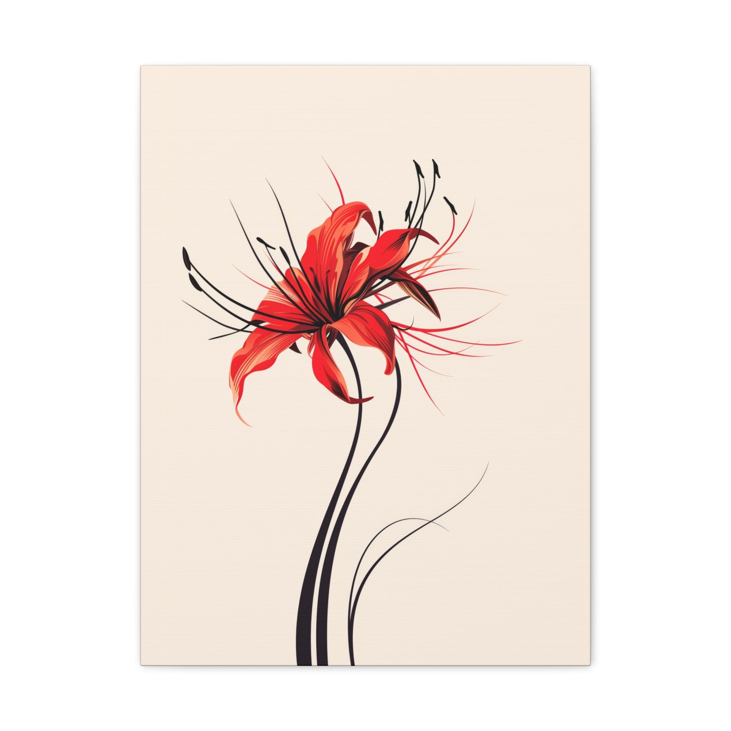 Red Spider Lily Flower Digital Illustration Canvas Gallery Wraps