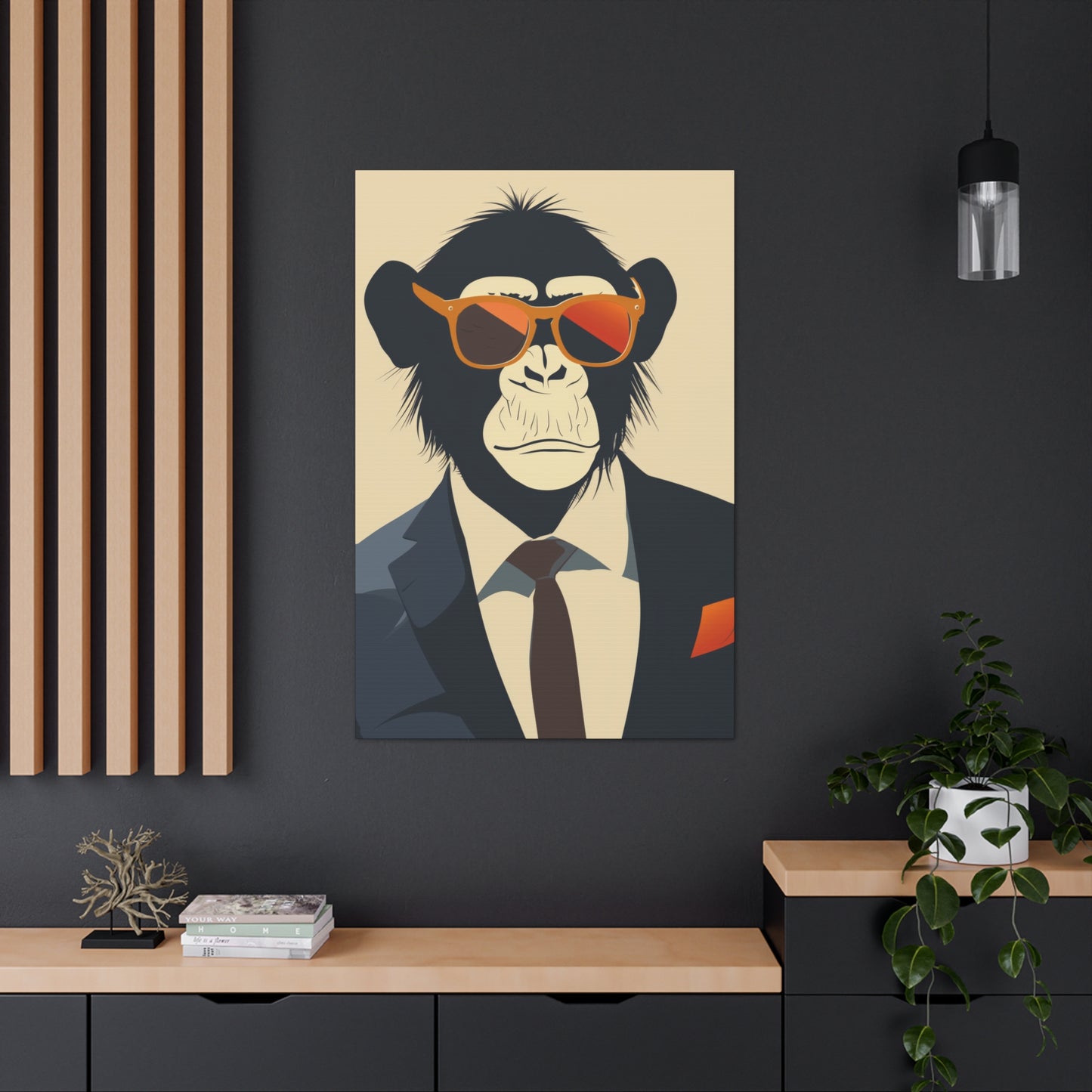 Ape Wearing Suite and Sunglasses Digital Illustration Canvas Gallery Wraps