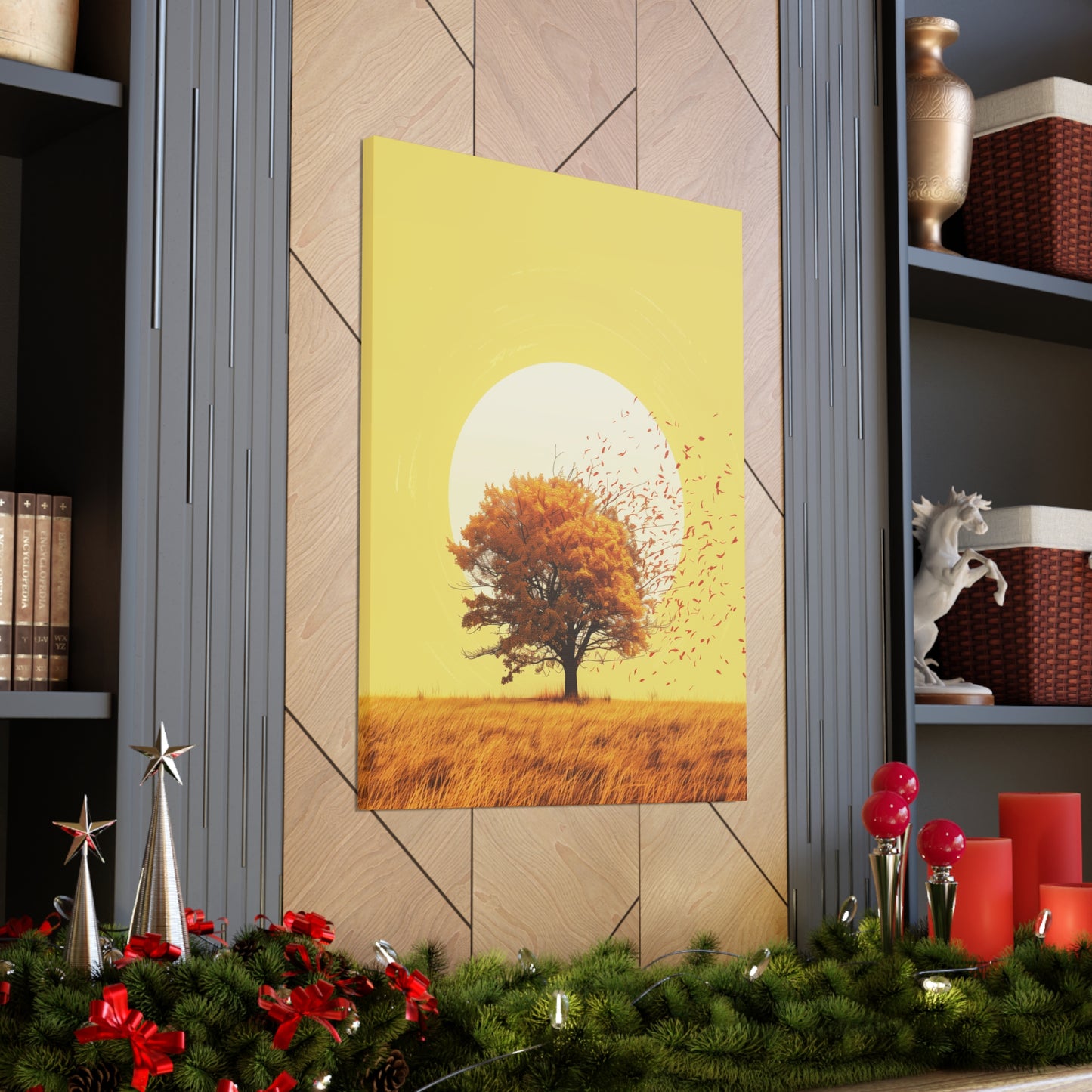 Tree in a Golden Sunset Digital Illustration Canvas Gallery Wraps