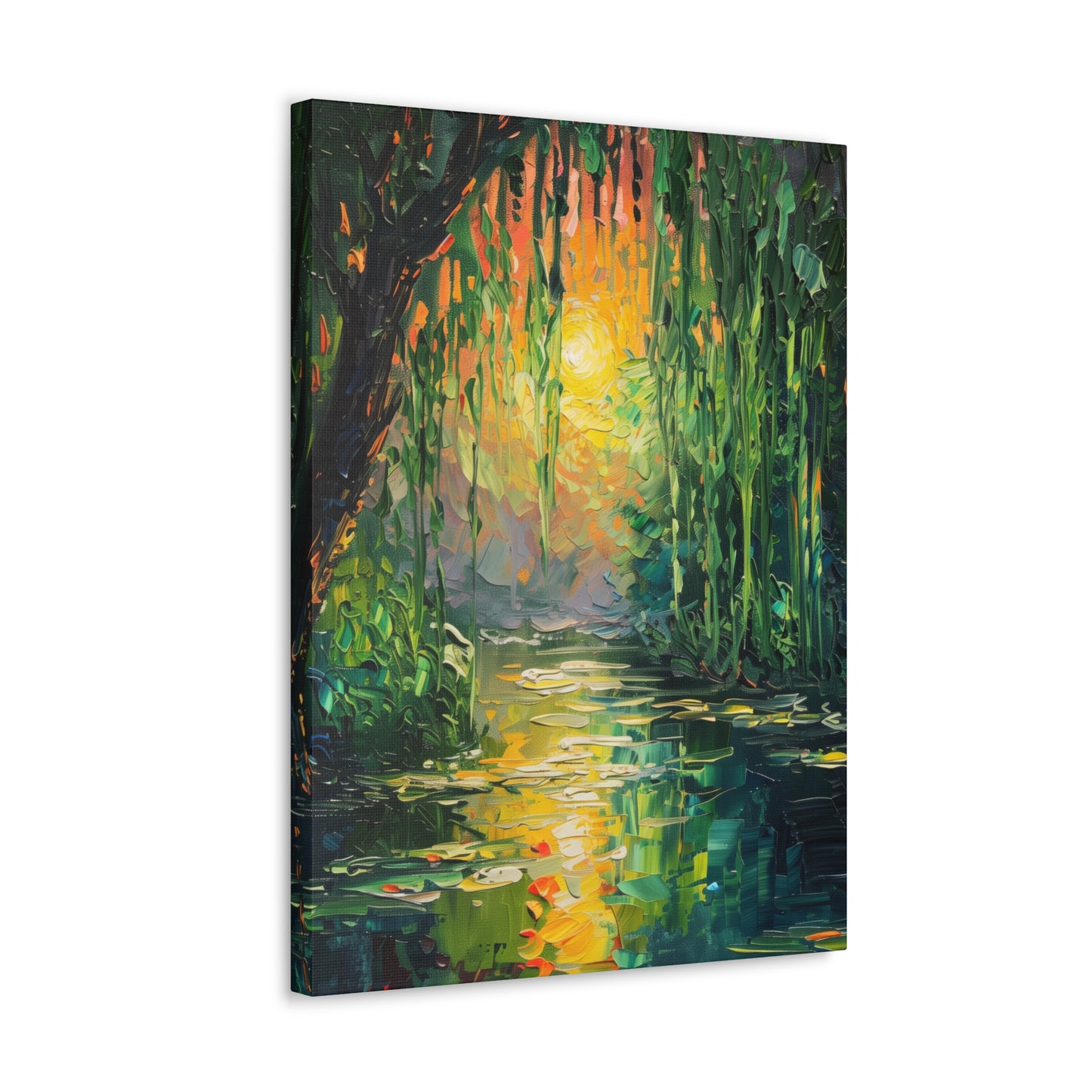 Lake in a Forest - Claude Monet Style Digital Print Canvas Gallery Wraps