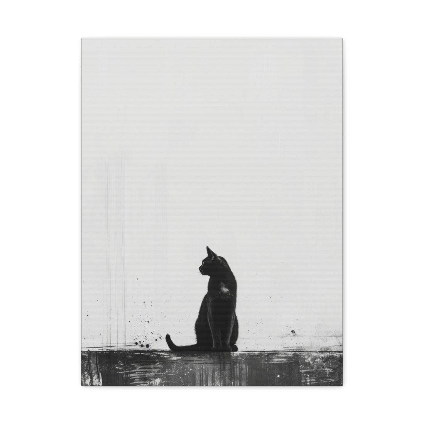 Black Cat Digital Illustration Canvas Gallery Wraps