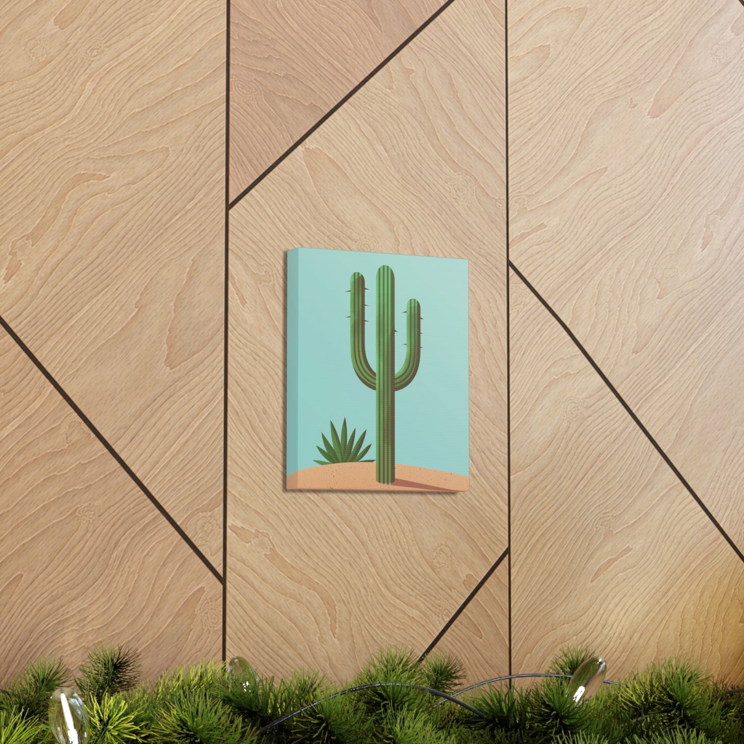 Saguaro Cactus in Desert - Illustration Canvas Gallery Wraps