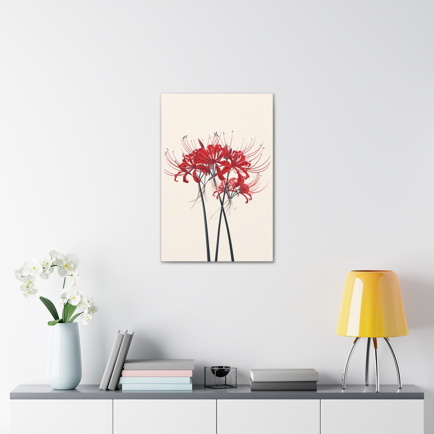 Red Spider Lily Flower Digital Illustration Canvas Gallery Wraps