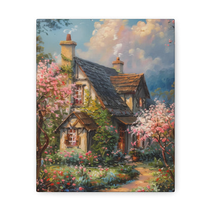 Countryside village house medieval times Digital Oil Painting Print Canvas Gallery Wraps