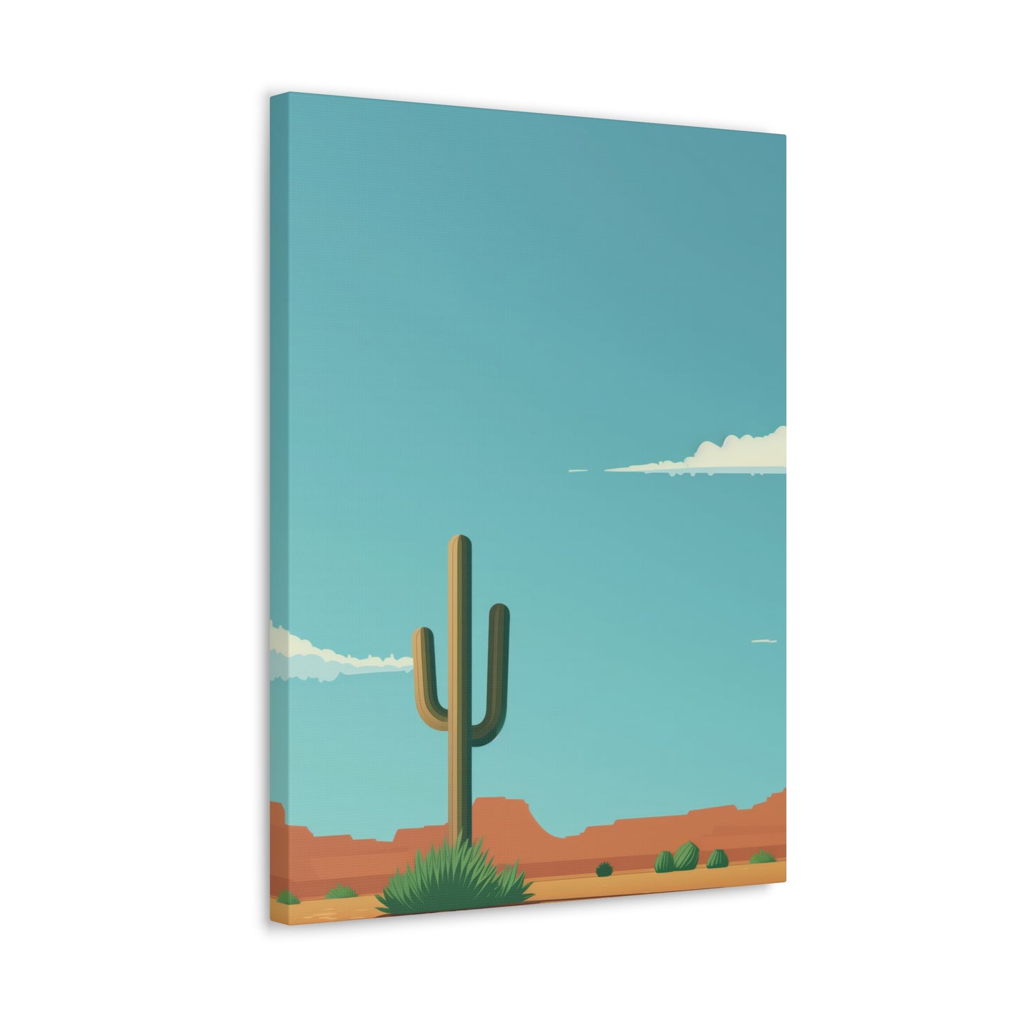 Saguaro Cactus in Desert - Illustration Canvas Gallery Wraps