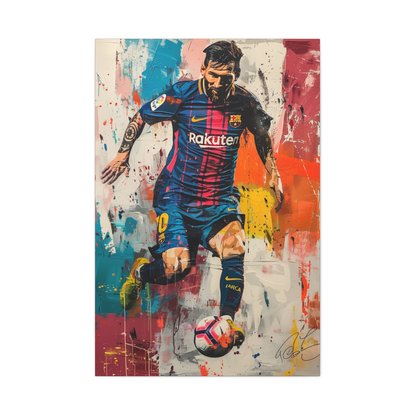 Lionel Messi - Abstract Digital Painting Canvas Gallery Wraps