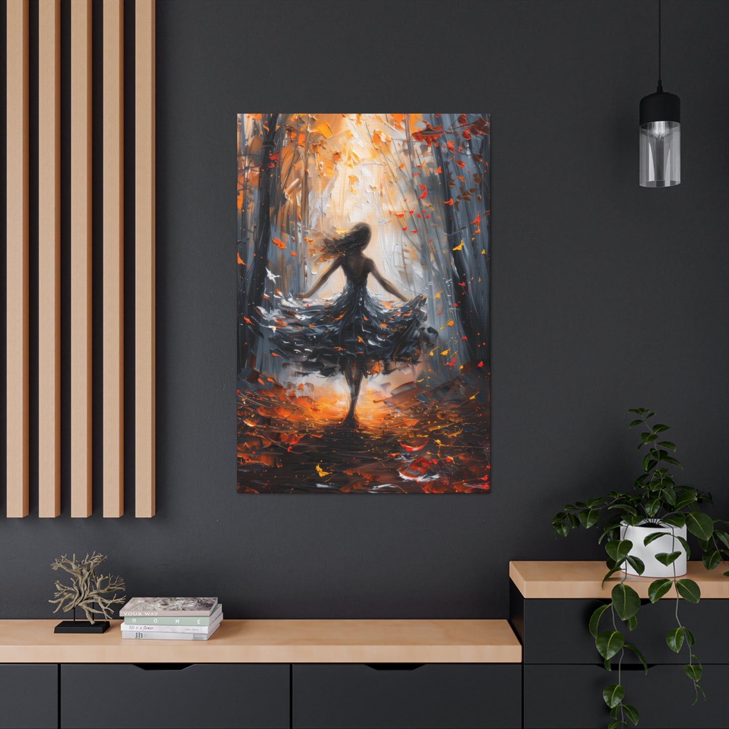 girl dancing in Autumn Forest Digital Oil Painting Print Canvas Gallery Wraps