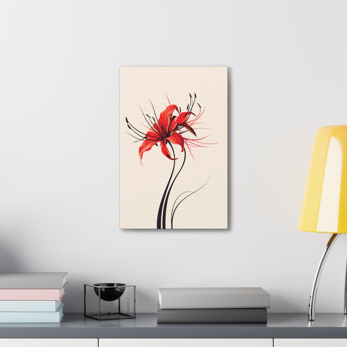 Red Spider Lily Flower Digital Illustration Canvas Gallery Wraps