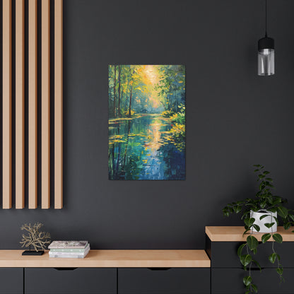 Lake in a Forest - Claude Monet Style Digital Print Canvas Gallery Wraps