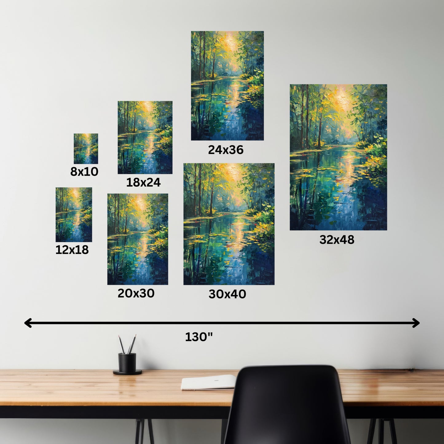 Lake in a Forest - Claude Monet Style Digital Print Canvas Gallery Wraps