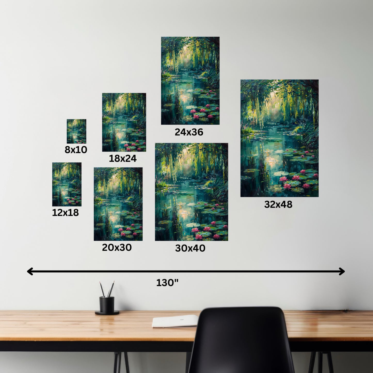 Pond in a Forest - Claude Monet Style Digital Print Canvas Gallery Wraps