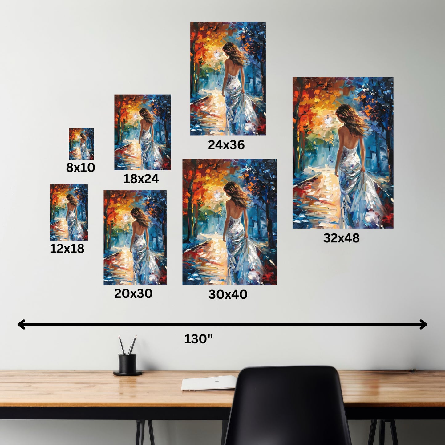 bride in the streets - Leonid Afremov Style Digital Print Canvas Gallery Wraps