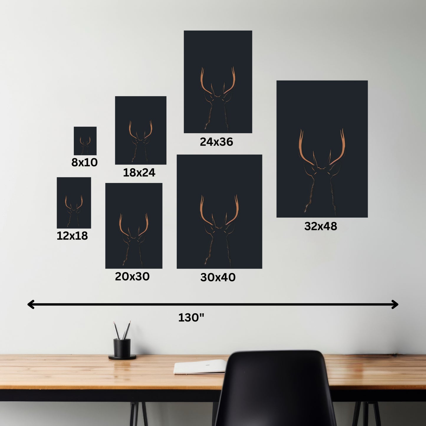 Reindeer antlers  Digital Illustration Canvas Gallery Wraps