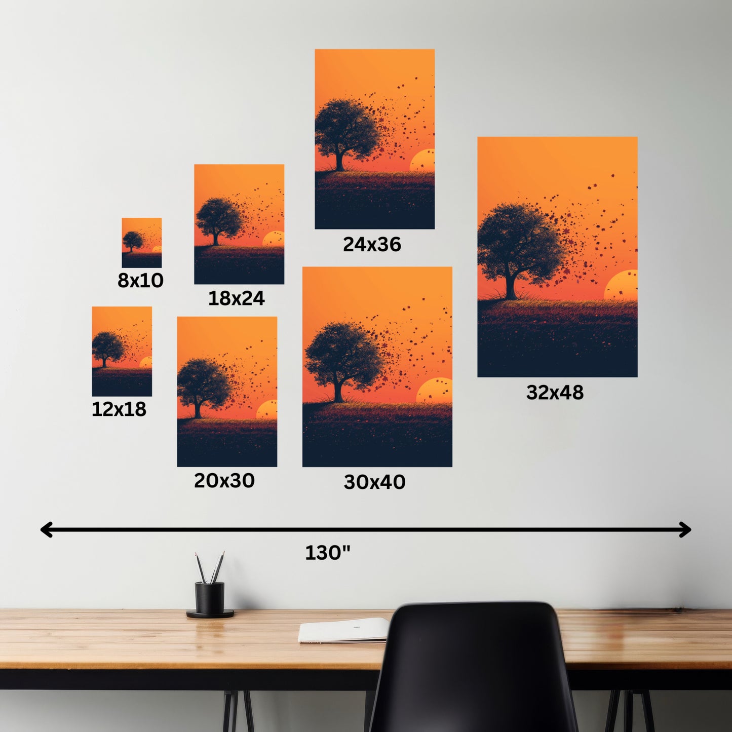 Tree in a Golden Sunset Digital Illustration Canvas Gallery Wraps