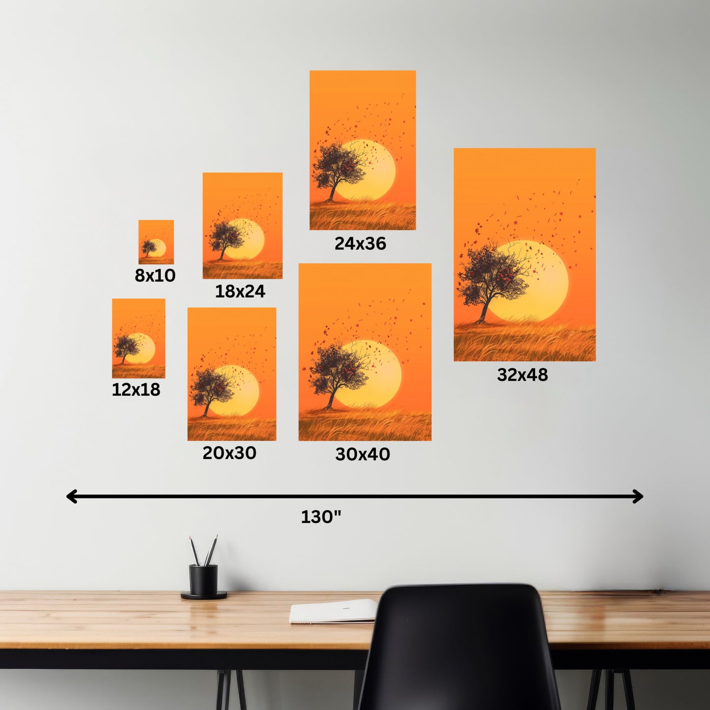 Tree in a Golden Sunset Digital Illustration Canvas Gallery Wraps