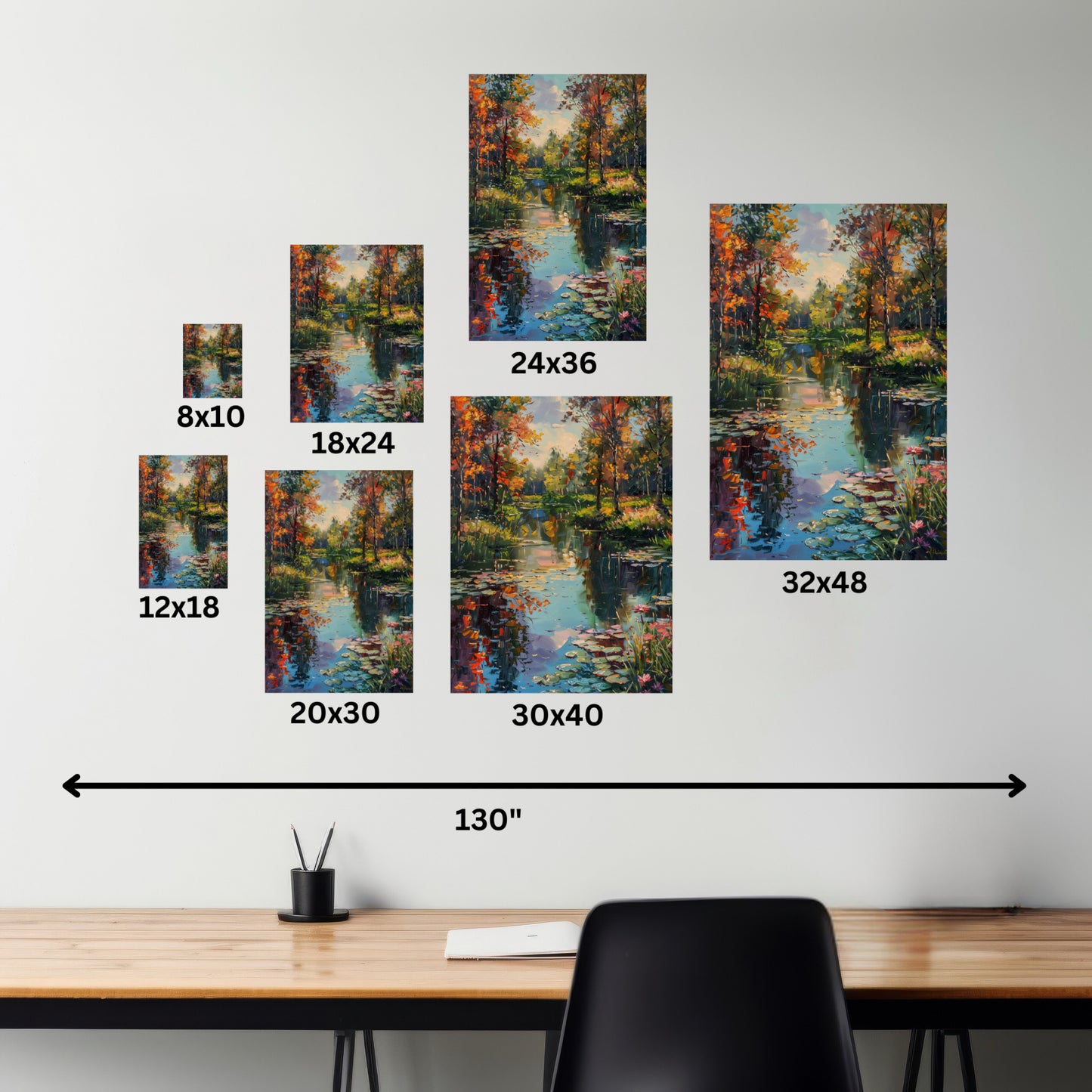 Lake in a Forest - Claude Monet Style Digital Print Canvas Gallery Wraps