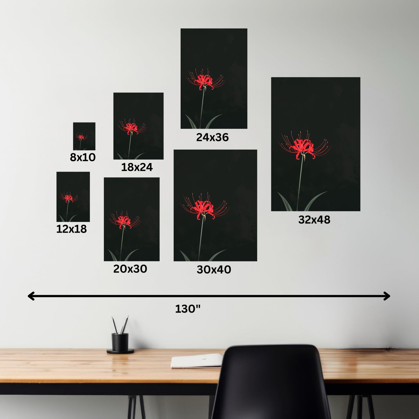 Red Spider Lily Flower Digital Illustration Canvas Gallery Wraps