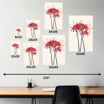 Red Spider Lily Flower Digital Illustration Canvas Gallery Wraps