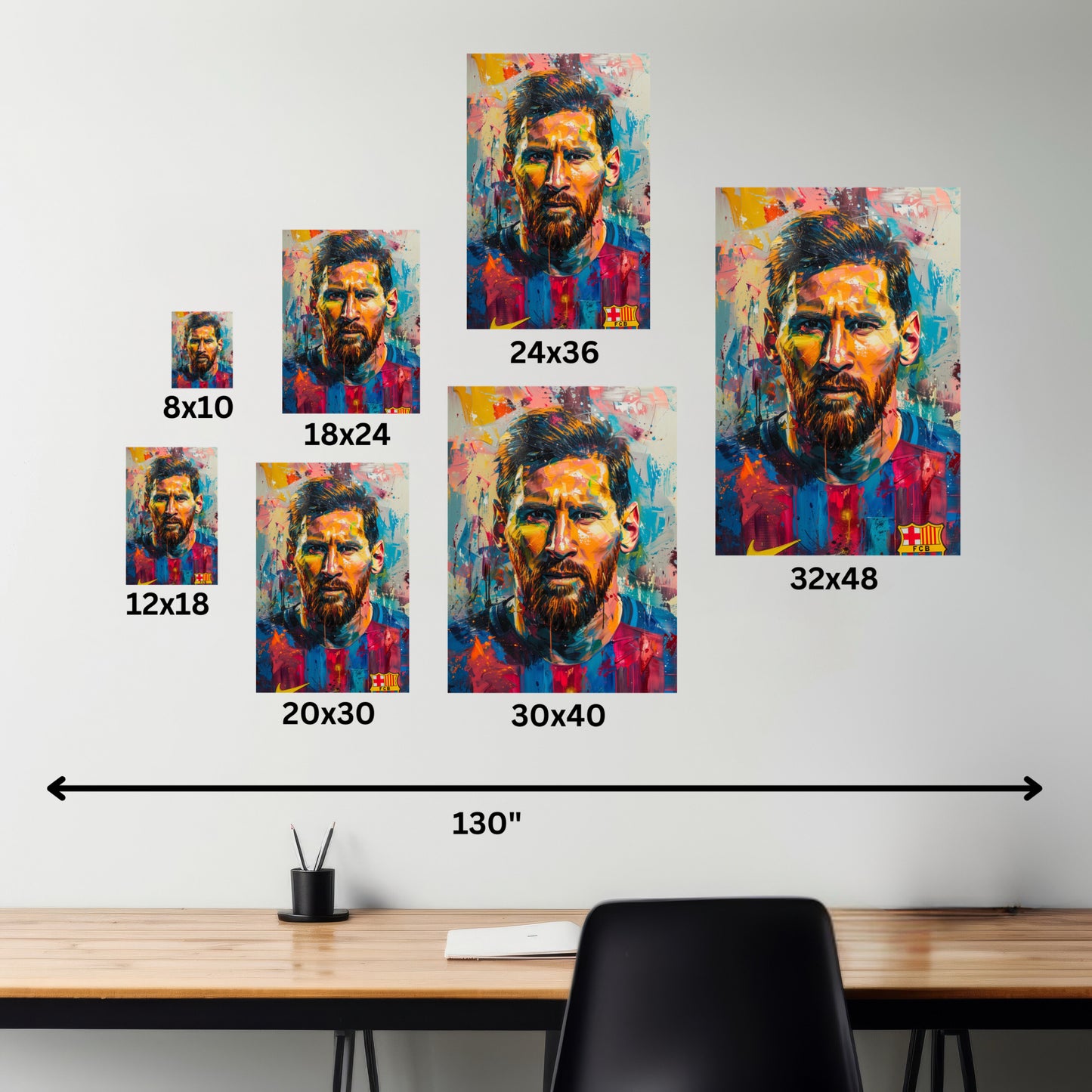 Lionel Messi - Abstract Digital Painting Canvas Gallery Wraps