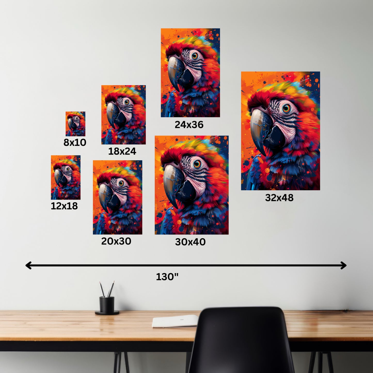 Macaw Parrot - Digital Illustration Canvas Gallery Wraps