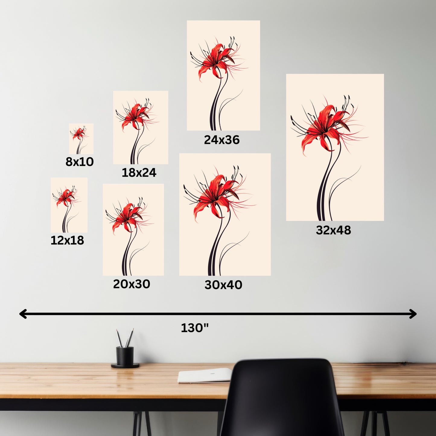 Red Spider Lily Flower Digital Illustration Canvas Gallery Wraps