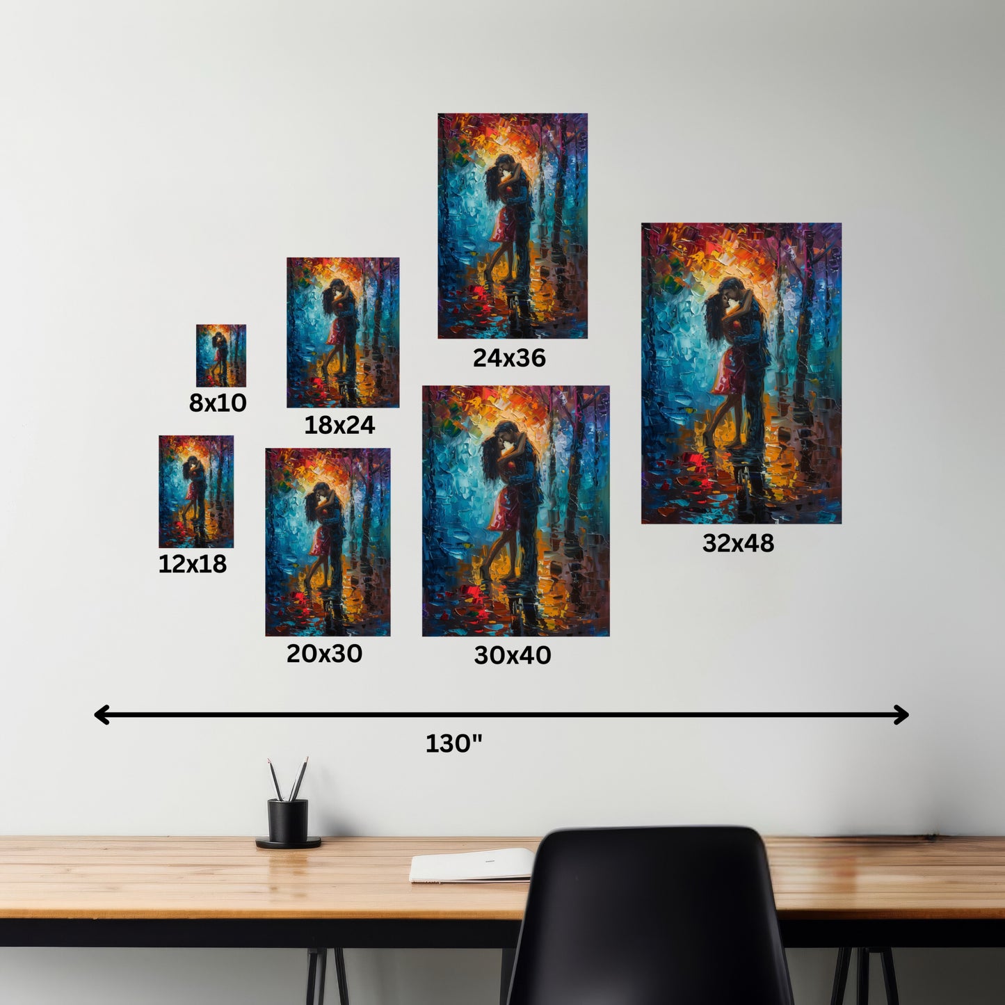 Couple - Leonid Afremov Style Digital Oil Painting Canvas Gallery Wraps