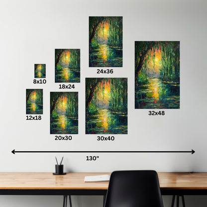 Lake in a Forest - Claude Monet Style Digital Print Canvas Gallery Wraps